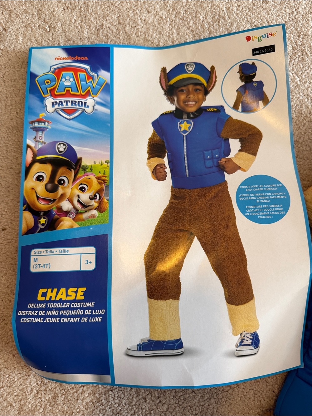 PAW Patrol Chase Deluxe Toddler Costume - Blue/Brown (Size M 3T-4T)
